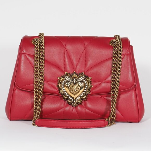 Dolce & Gabbana Red Quilted Nappa Leather Large Devotion Bag - Picture 2 of 16